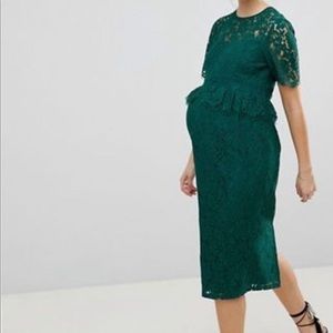 NWT ASOS Gorgeous Emerald lace maternity dress